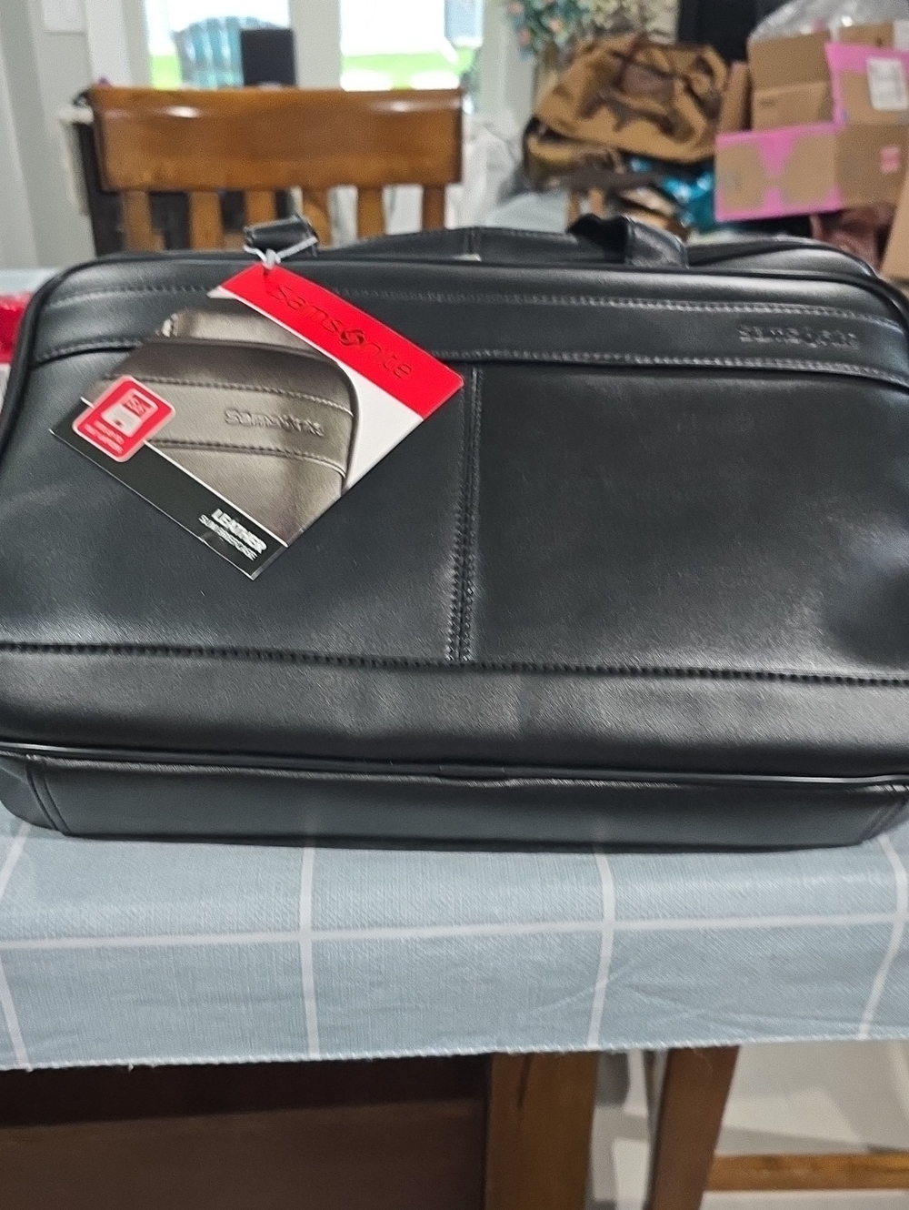 New Samsonite Leather Slim Briefcase Still In Box